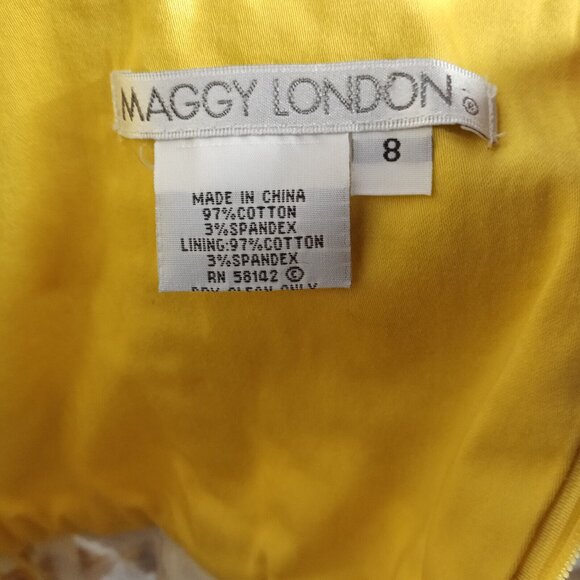 Maggy London Womens Sundress Size 8 100% Cotton Yellow Brown Floral Pleated - Picture 5 of 6